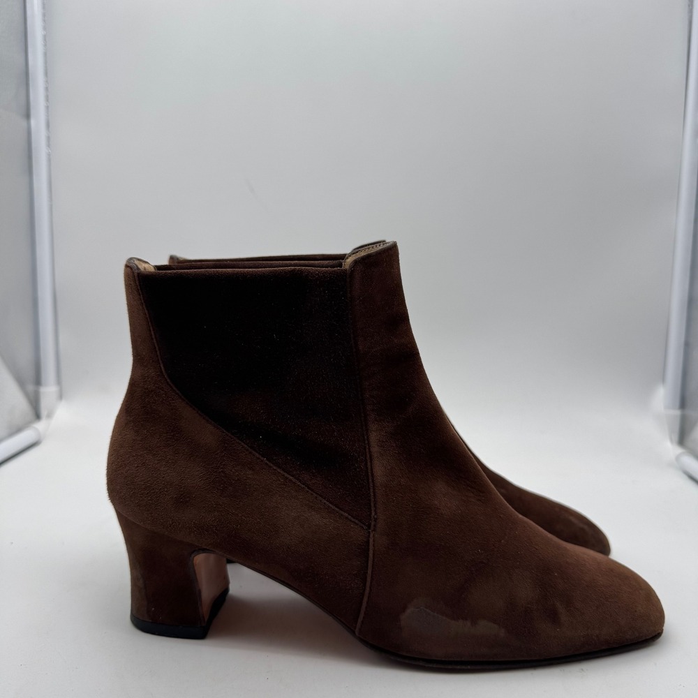 Salvatore Ferragamo Brown Suede Block Heel Ankle Boots Size 5.5B
